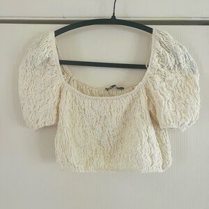 Zara cottagecore prairie milkmaid peasant prairie festival Boho puff sleeve top